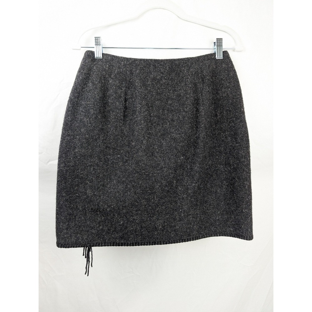 Vintage Ralph Lauren Country Wool Fringe Wrap Mini Skirt Size S Western Cottage - Picture 7 of 8